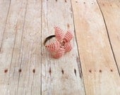 Rose Pink Flower Ring - Beaded Flower Cocktail Ring Bridesmaids - Ododo Originals