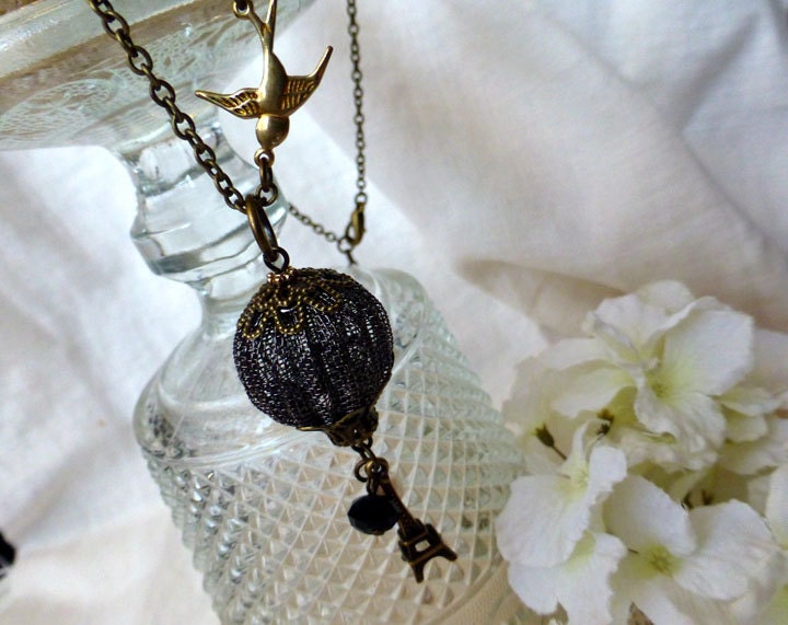 Fly me to Paris Hot Air Balloon Pendant Necklace