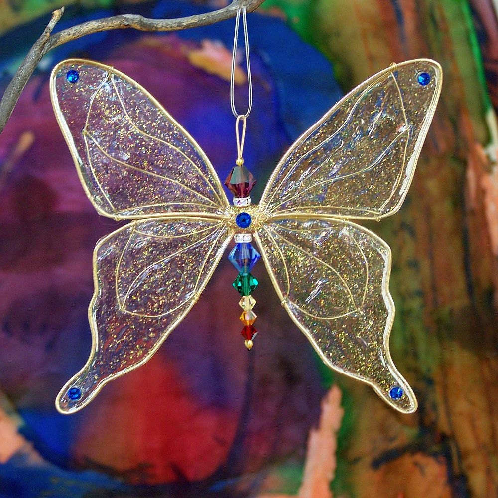 Suncatcher Butterfly - Birthstones & 28 More Swarovski Colors - Large