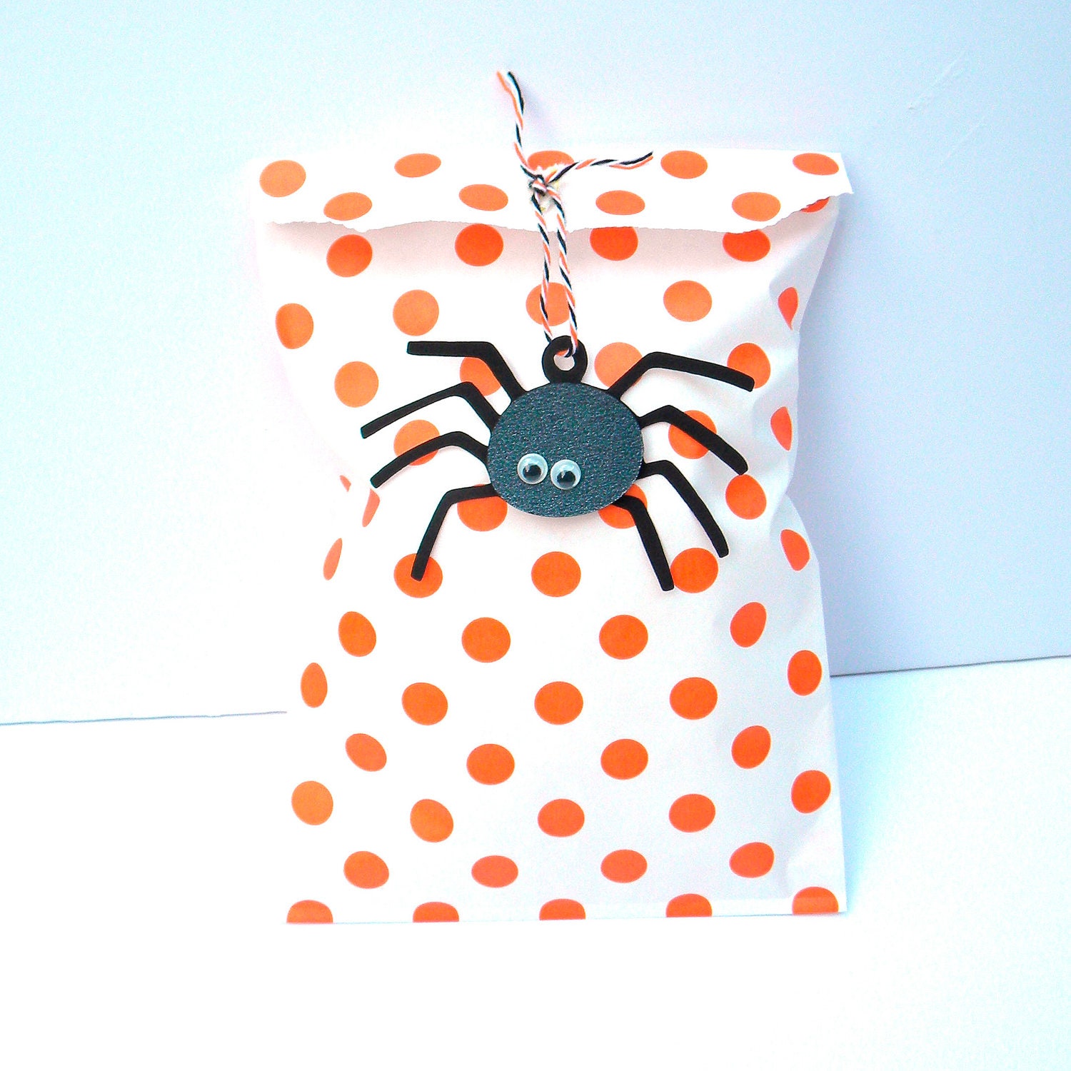 Favor Bags, Polka Dot, Orange and White, Middy Bitty, Set of 20, 5 by 7 1/2 inches Il_570xn