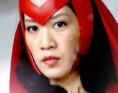 Headdress - Scarlet Witch cosplay - red leather - Enchanter - Made to Order