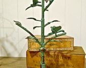 SALE - Nikki - Bird Jewelry Stand Tree with branches and 2 birds - distressed vintaged green