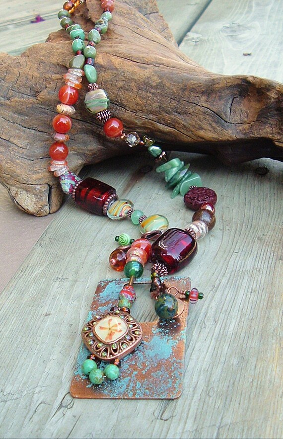 Bohemian Necklace, Art Necklace, Gypsy Necklace