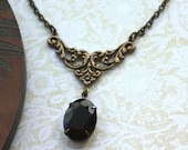 A Dark Red Garnet Vintage Jewel Art Nouveau Vintage style Necklace. Maid Of Honor.  Bridal Jewelry. Bridesmaid Necklace.