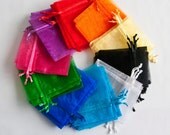 50 Organza Bags, 4x6 inch, 5 each of 10 colors