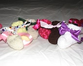 Handmade Classic baby booties with ribbon choice