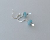 Sparkly Aqua Hemimorphite Crystal Sterling Silver Earrings