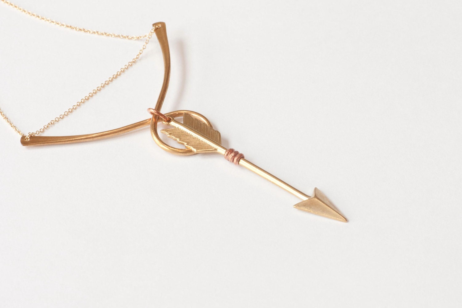Katniss' Revenge - Bow and Arrow Necklace - Hunger Games by Prairieoats