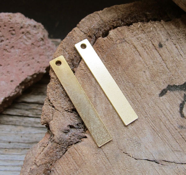 Gold Rectangle Hand Stamping Blanks - Name Pendant Tags - Personalized Long Metal Charm - Engraved Jewelry Suplies