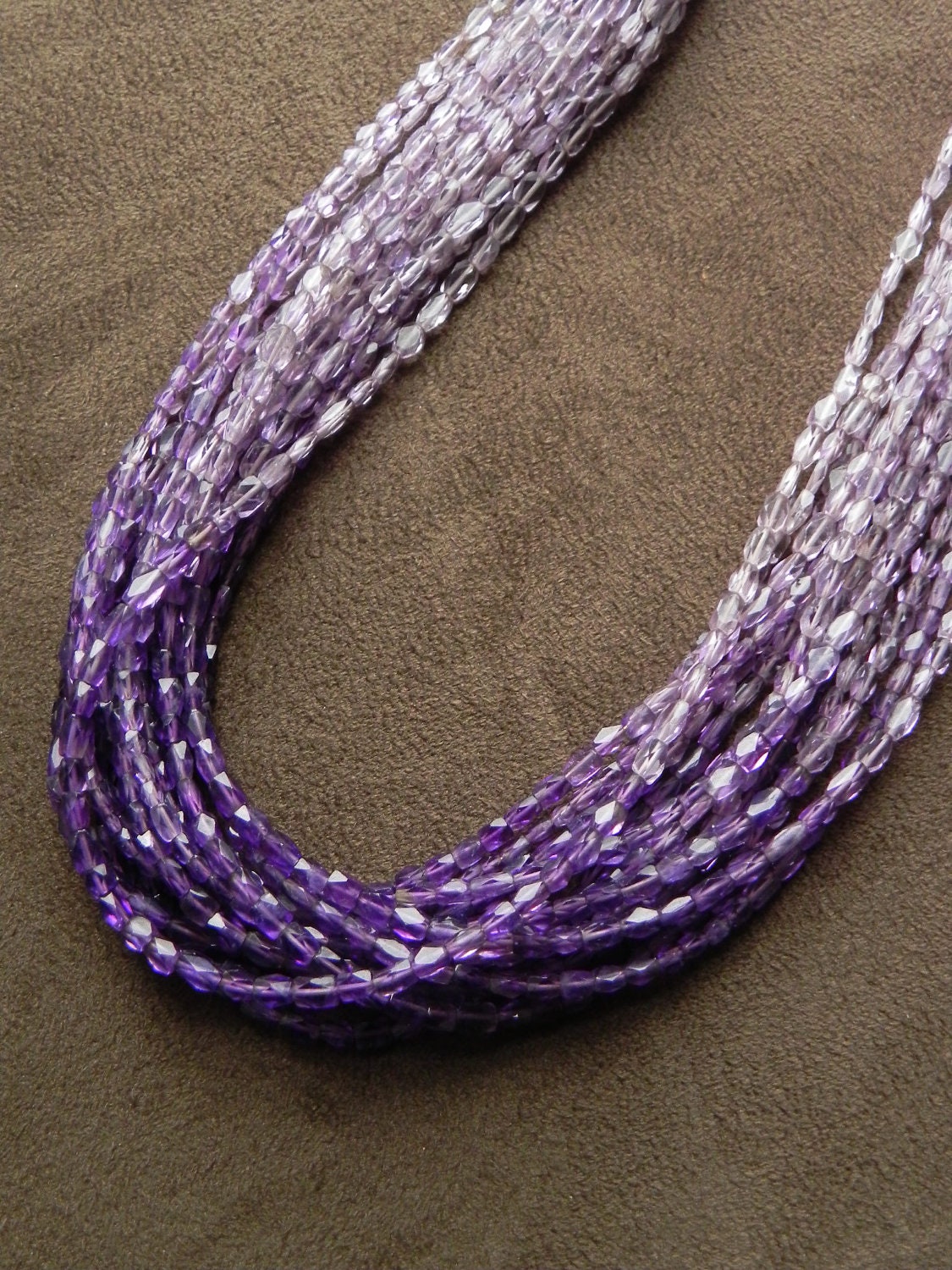 Faceted Ombre Amethyst Multi Strand and 14kt Gold Filled Chain Statement Necklace February Birthstone Neckalce
