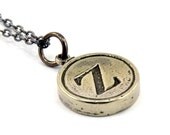 Letter Z Typewriter Key Pendant Necklace Charm - Other Letters Available