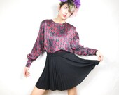 Pink Silk Floral Button Down Back Blouse (M/L)