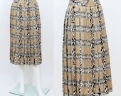 Silky Snake Skin Pattern Pleated Skirt / L / XL