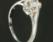 1920s Engagement Ring Diamond 0.3ct European Cut Solitaire One Stone Ring Platinum Art Deco Period ref.12158-0085