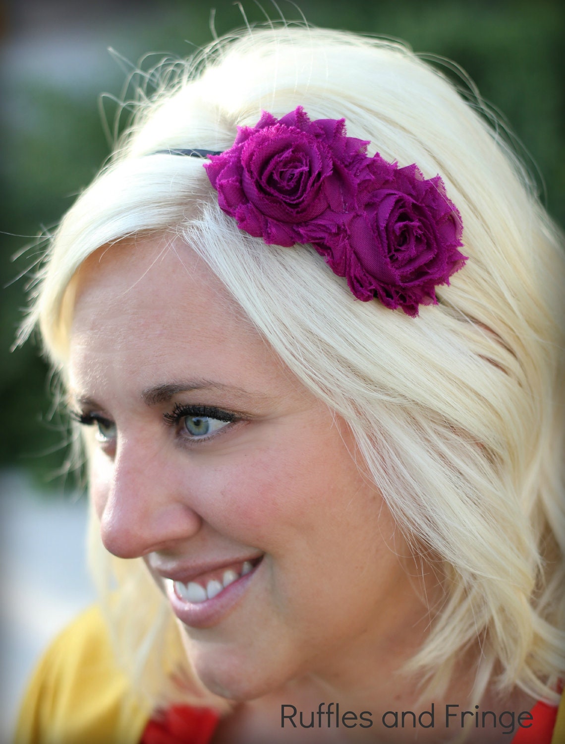 Plum Shabby Chic Flower Headband for Adults and Teens