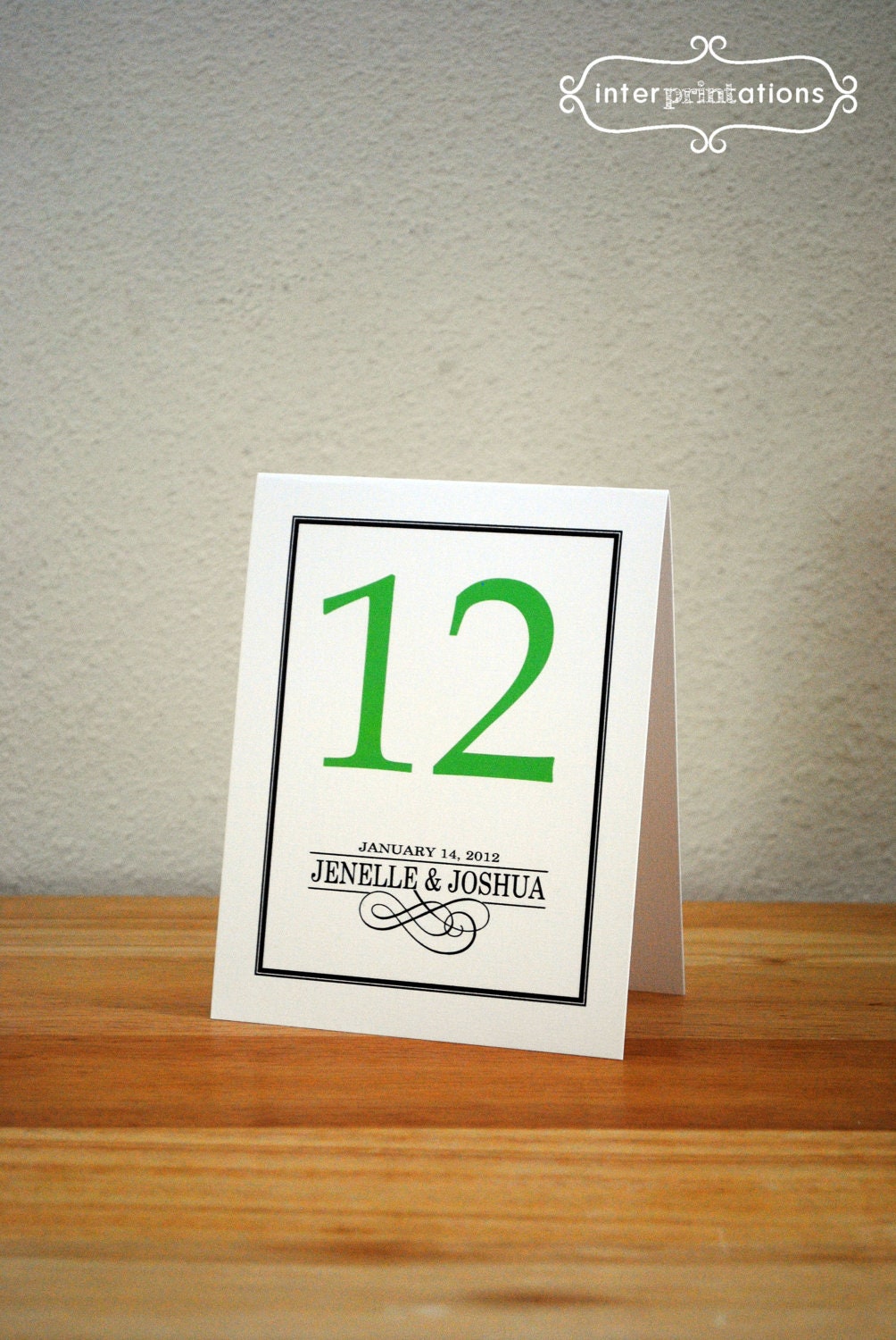 Tented Table Number Sign / Card (Regal) - Sample