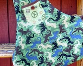 Little Boys Chef Style Reversible Apron in Geckos and Peace Symbols