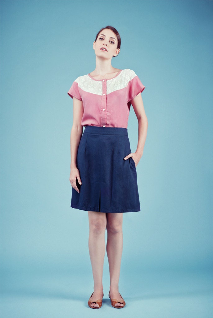 Blue skirt, Mini skirt, Womens skirt, High waist skirt,  Navy blue skirt, A line skirt, Classic skirt, On sale