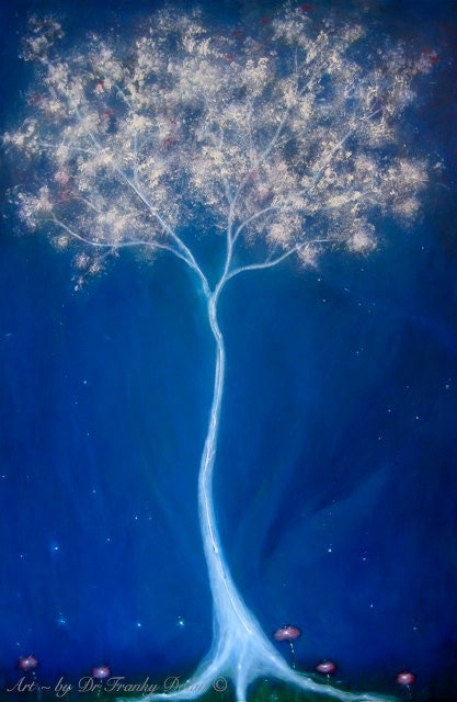 Spirit of A Tree - 19x13 Fine Paper Large Print of Original Painting by Award-Winning Fae Factory Steampunk Chic Eco Artist Dr Franky Dolan