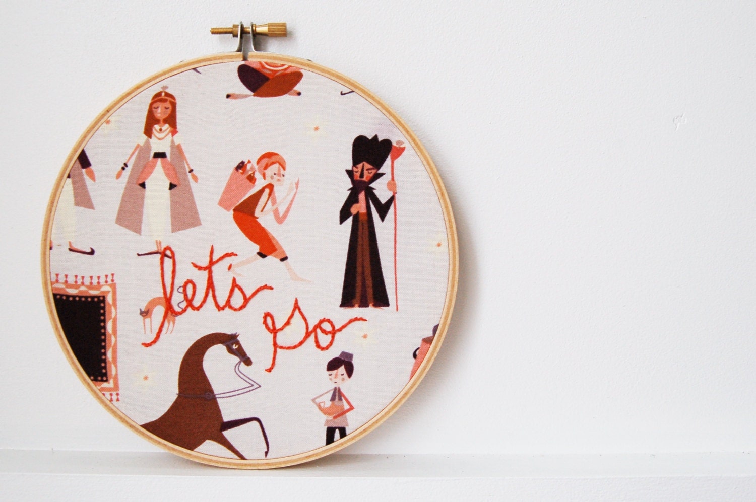 Hand Embroidered Text. Hoop Art. "Let's Go"  For Any Adventurer. 6 inch Hoop. by merriweathercouncil on Etsy