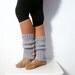 Crochet legwarmers - boot cuffs with button in light grey.