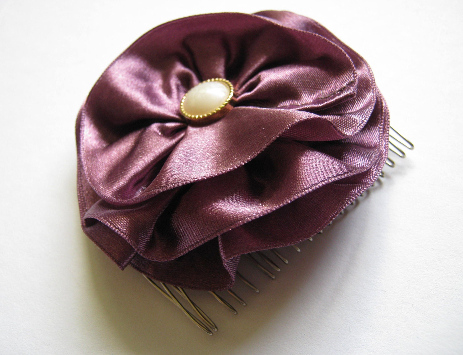 Flower comb Satin Flower Comb in Mauve Bridesmaids gift Bridesmaids accessories