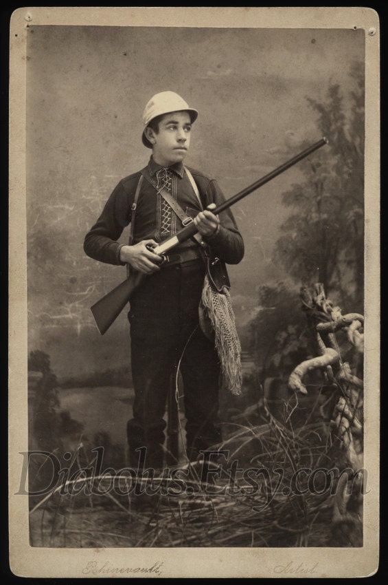 Great Antique Cabinet Card Photo of a  Young Hunter // NUNDA New York