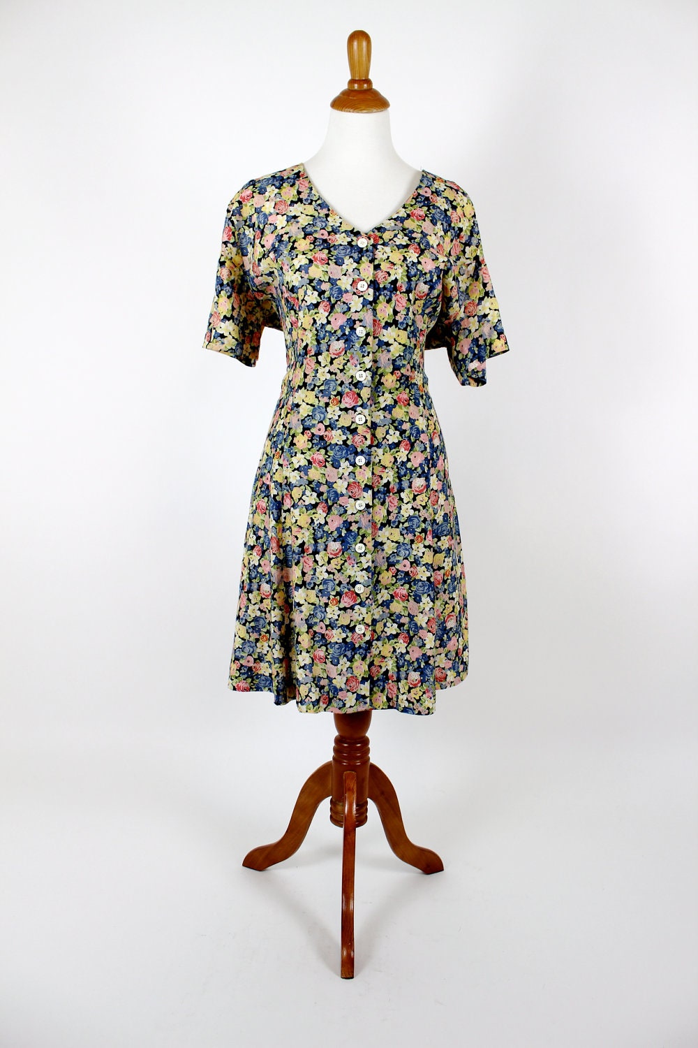Vintage 1980's E.D. Michaels by Melanie Drucker Dress - Multi-Color Floral Print Dress - M/L