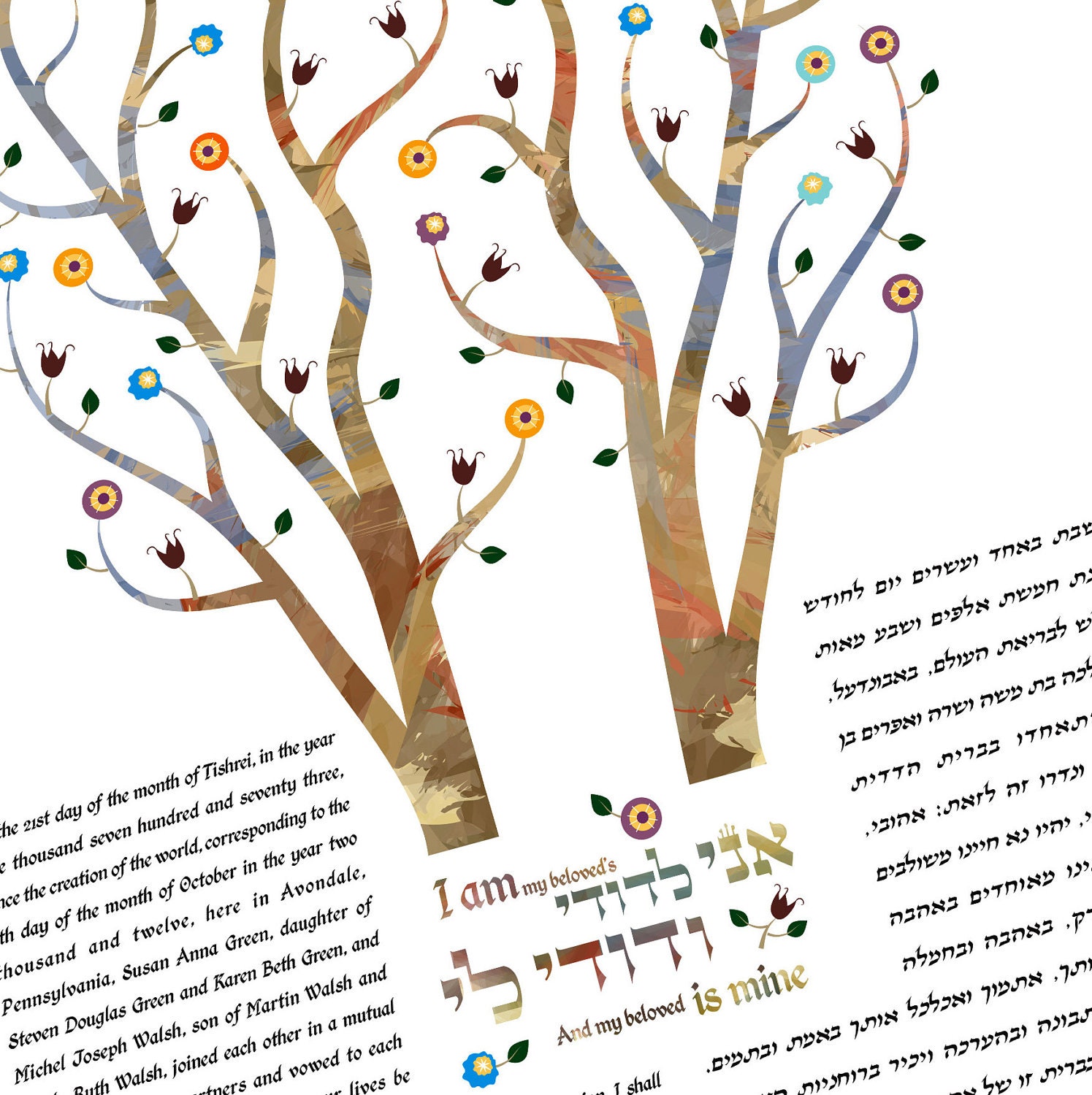 Ketubah - Tree of life Intertwined