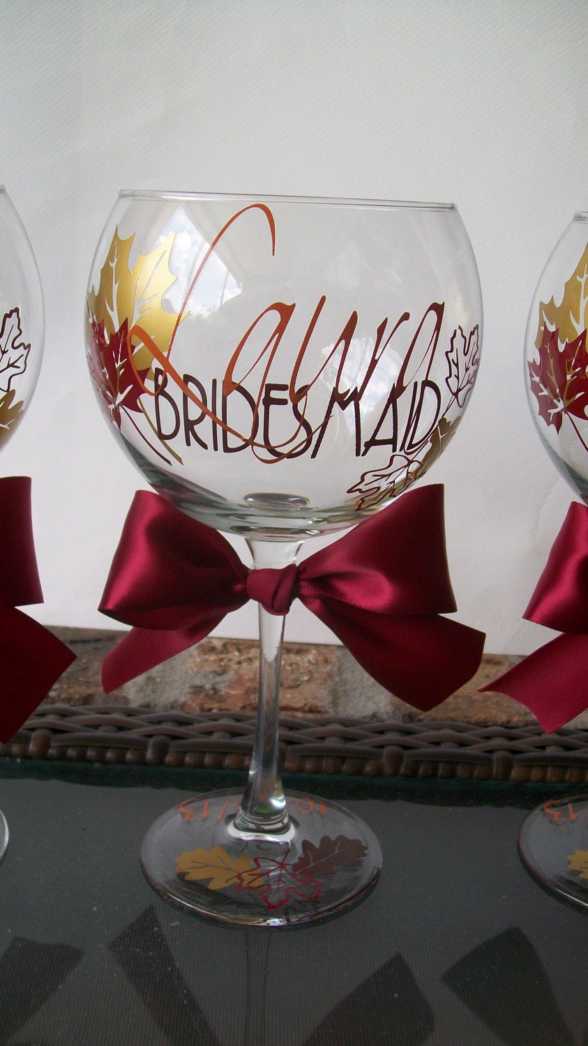 Reserved Listing for Brandy...Fall in Love, Personalized Wedding Party Wine Glass