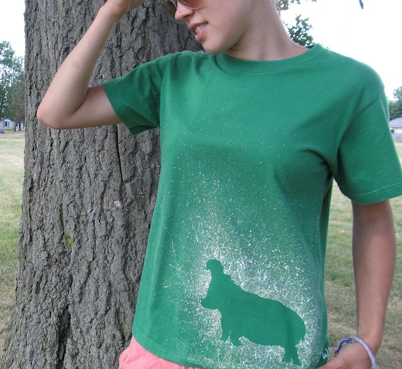 Green Hippo T-Shirt (hand painted)