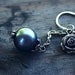 Rosebud Charm Necklace - Silver - Blue Teal - Vintage -