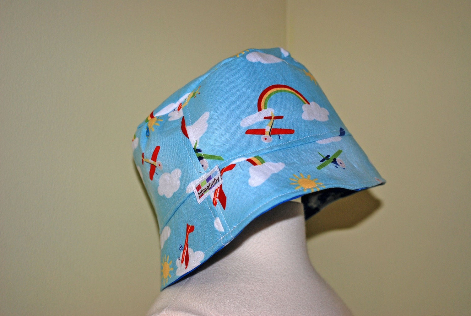 SALE Reversible Short Brimmed bucket hat - Planes SIZE 12MTHS-2YRS