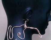 Gold Tone Wire Elephant Earring