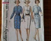 Vintage 1960s Dress 60s Sewing Pattern Simplicity 4985 Sheath Dress Size 42 Bust 44 COMPLETE