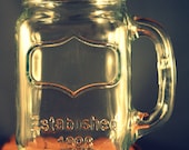 Custom Engraved Glass Mason Jar Mug - Engraving Included