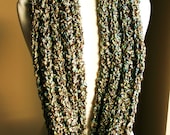 SALE -  MOCHA SKY Infinity Scarf Warm, soft & stylish scarf rich in texture - Tan, Brown, Greens and Blues