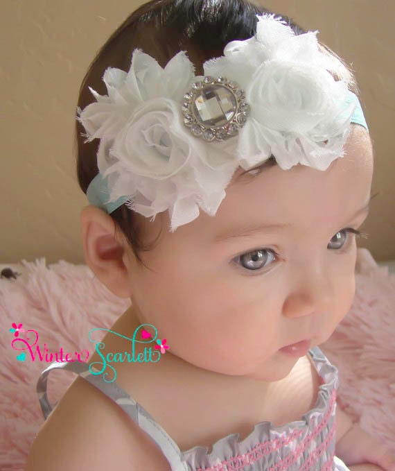Baby headband...white flower headband, baby headband, baby girl hedband, newborn headband, baptism