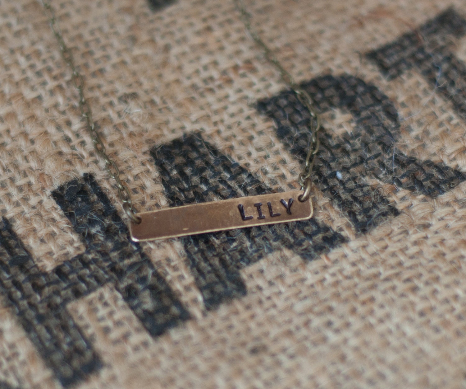 Hand Stamped Simple Bar Necklace - Rustic Bar Necklace