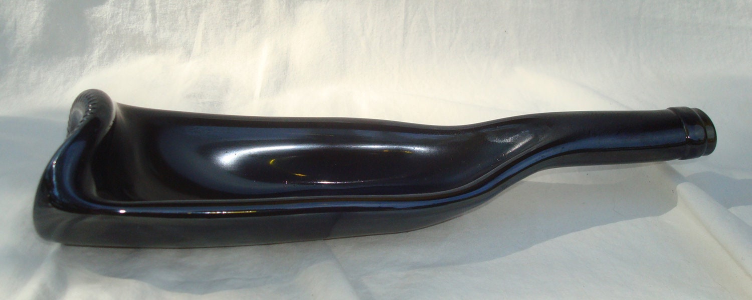 Wine Bottle Serving Dish Amber Brown