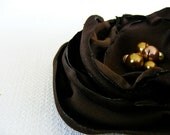 Hair Clip Chocolate Brown Expresso Brooch Fascinator Pin Bridal, Winter Wedding Accessory