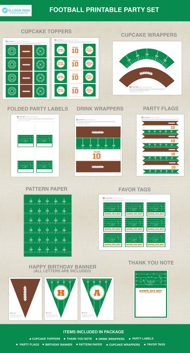 Football Birthday - football party - Football printable party - printable party - Sports Printable - Birthday Party - DIY Printable Il_570xn