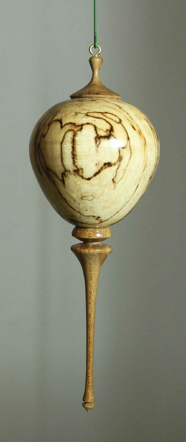 Christmas Ornament, Spalted Maple with Elm Pendent