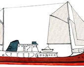 steel trawler Cape Race: ship print / nautical illustration