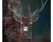 Deer Constellation starry space galaxy custom horoscope - Limited Edition Print