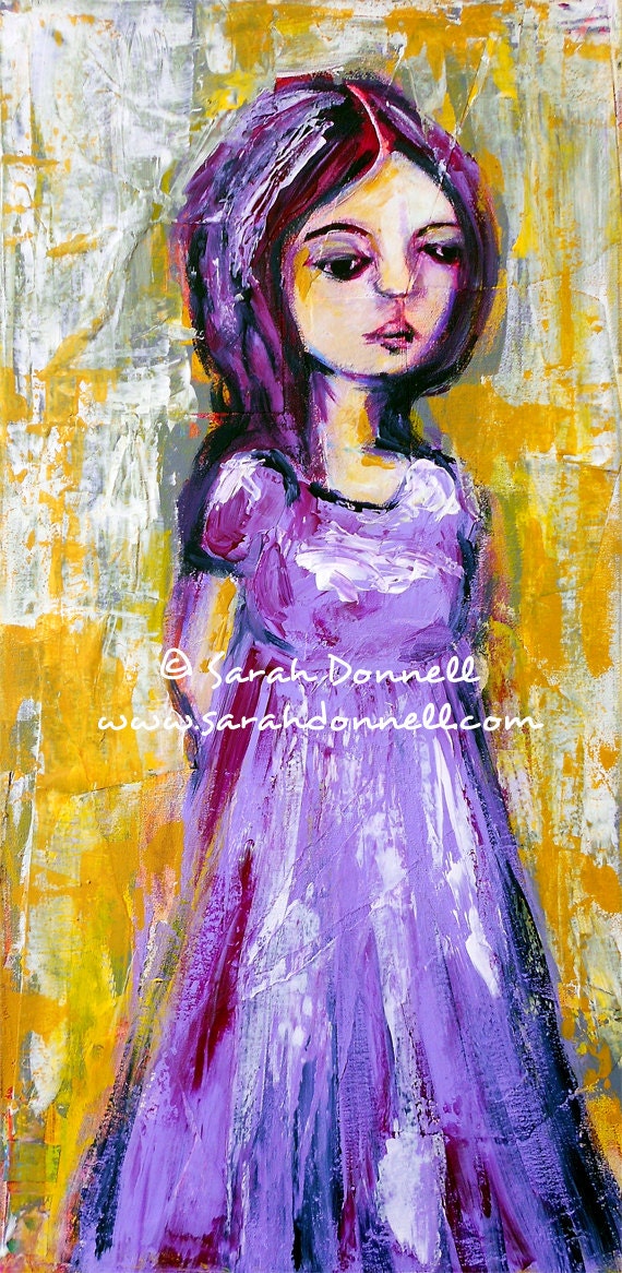 A4 Print Original Artwork Modern Retro Mixed Media Girl Painting Big Eye Art Wall Art Glicee Australian Artist - Only Time Will Tell
