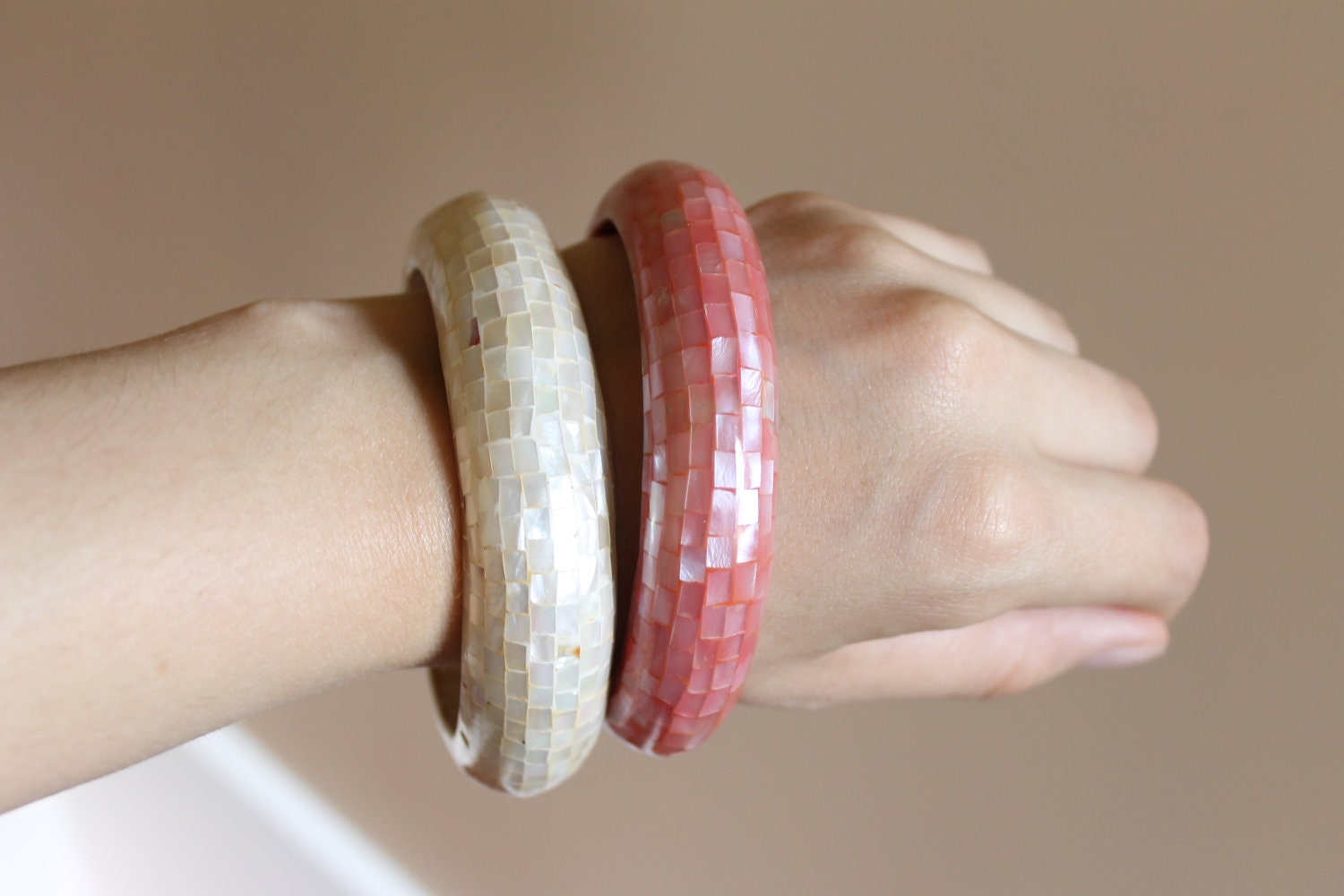 Vintage disco ball nacre bracelets