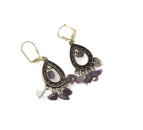 Amethyst Chandelier Earrings, Mothers Day Teardrop & February Birthstone Jewelry