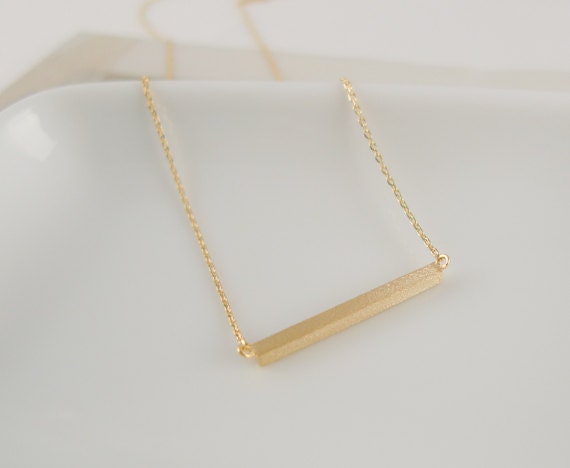 slim long bar necklace in gold / silver