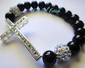 Cross Bracelet Swarovski Pave Beads